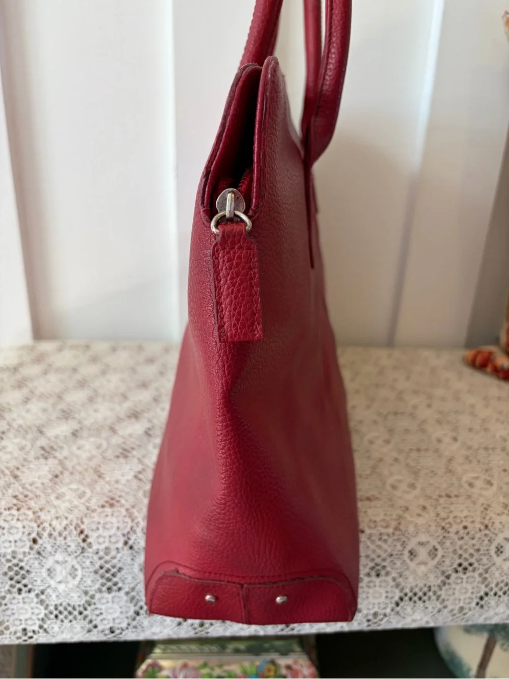 Tod’s Red Pebbled Leather Tote Style Bag